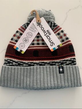 SmartWool Fair Isle Beanie - Merino Wool, Fleece Lined NWT 
Light Gray Heather